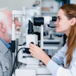 Man having his eye examined