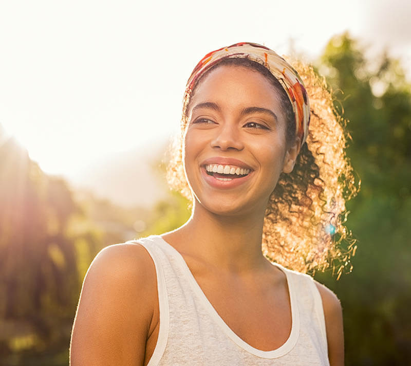 Happy woman outside